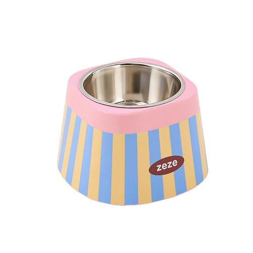 【ZEZE 哲哲】復古條紋寵物金屬碗（條紋）