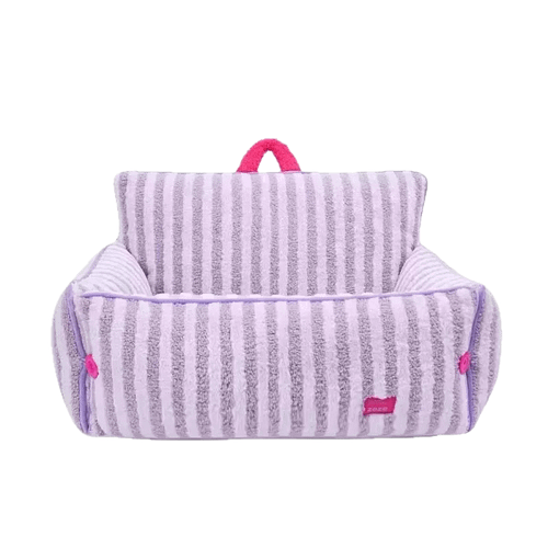 【ZEZE 哲哲】條紋軟絨寵物沙發床(紫)