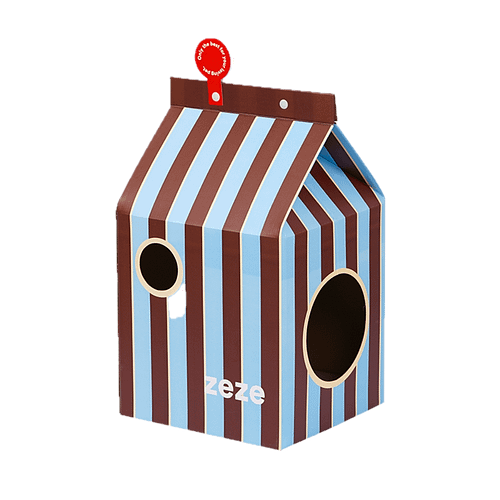 【ZEZE 哲哲】藍棕條紋貓抓屋